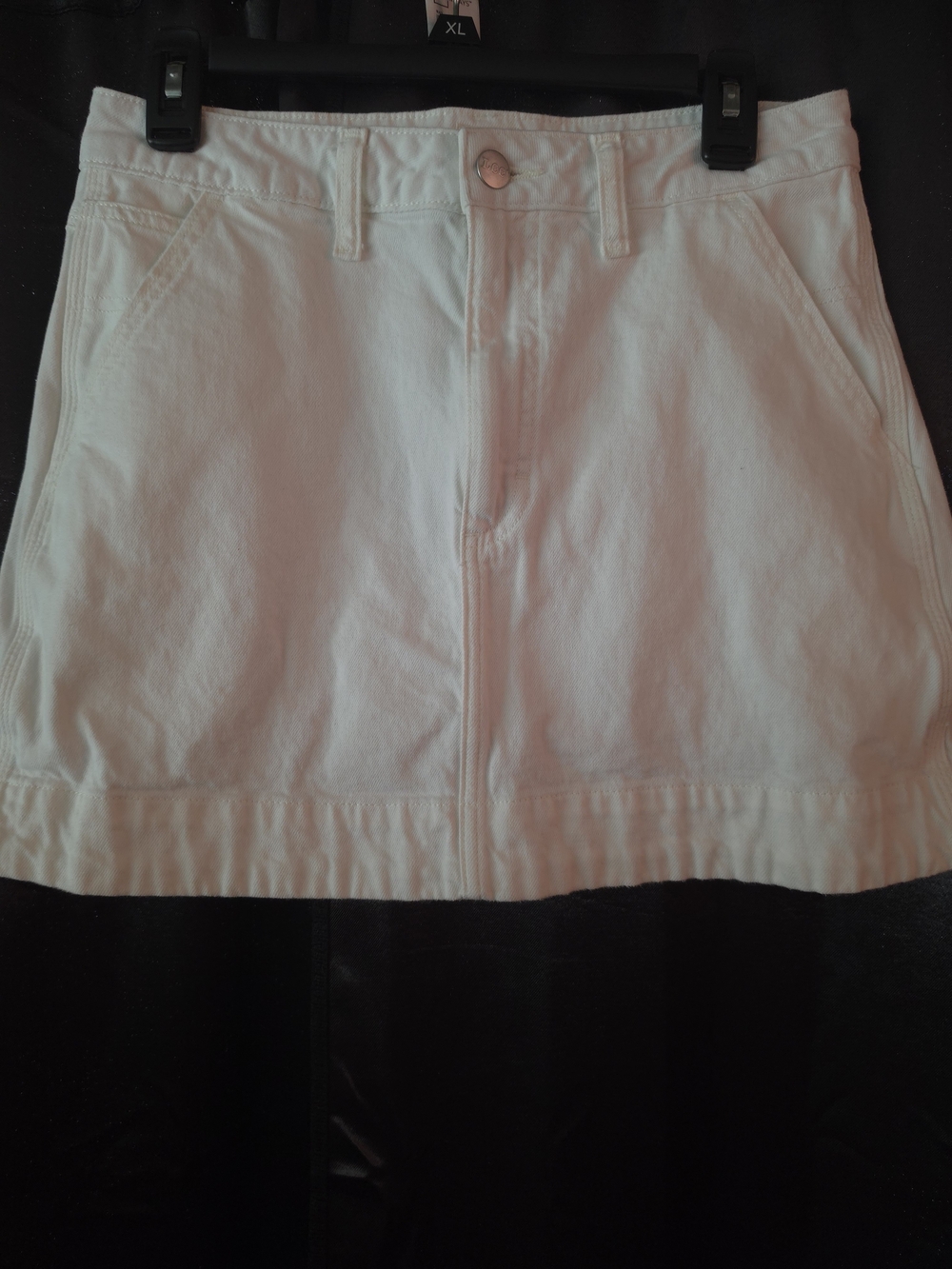Lee Skirt Womens 8 White Classic Carpenter Workwear Denim High Rise Mini Casual